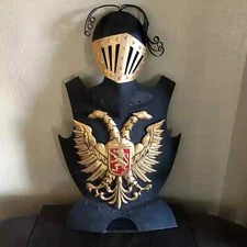 Medieval Knight Faux Armor Breast Plate Helmet Wall Decor Vintage Double Eagle