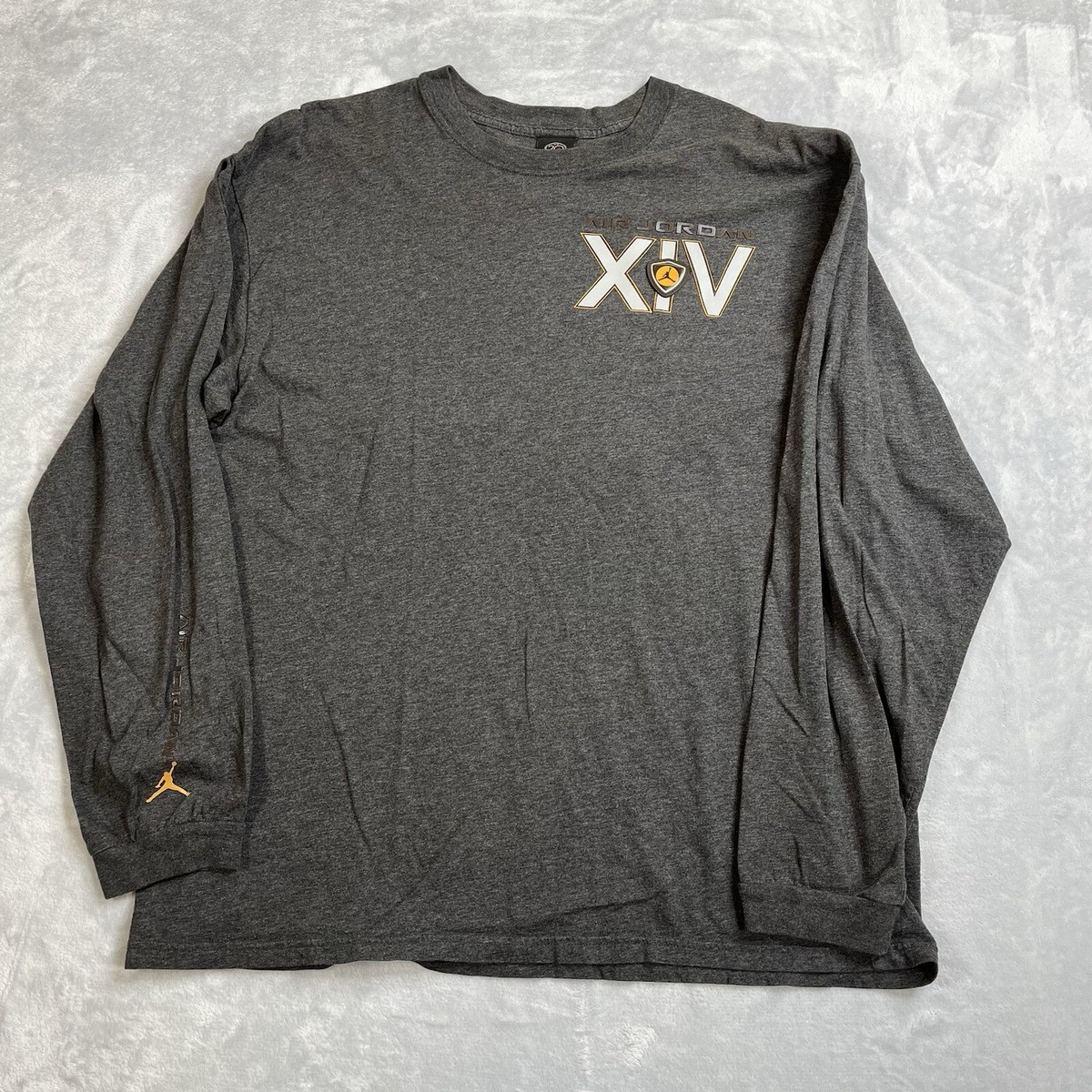 Nike Air Jordan XIV 14 Last Shot Shirt Large Flight Jump Man Gray Vintage  Sports