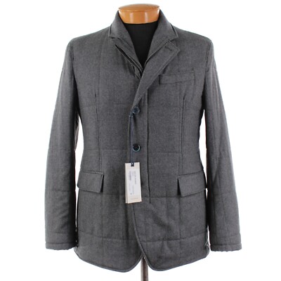 Zanella NWT 100% Wool Smart Casual Quilted Blazer Size Medium US In Gray & Black