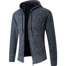 Men Hooded Cardigan Thick Jacket Winter Sweaters Coat Knitwear Sweatercoat