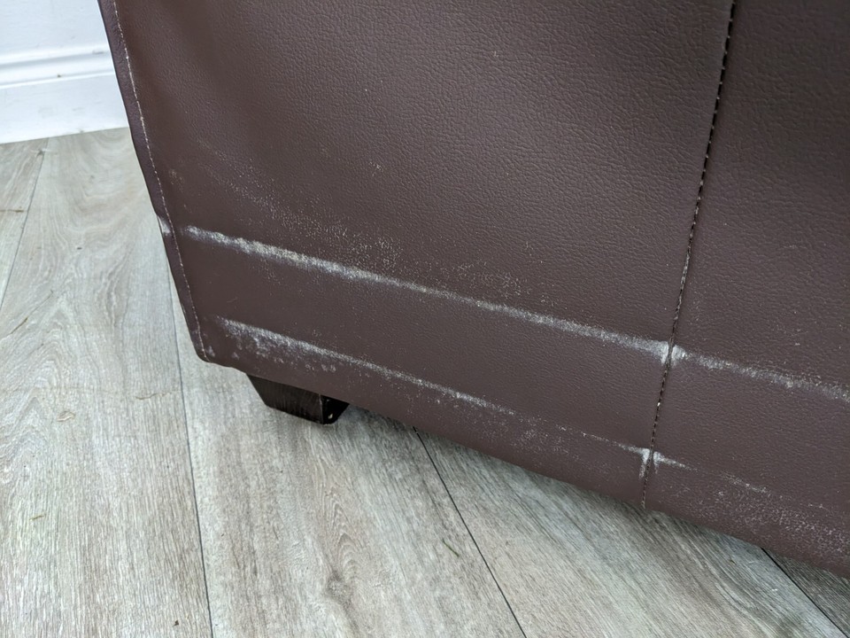 SOFA 4 Seater Large Brown Leather Removable Cushions Wooden Feet FREE