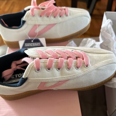 Tretorn Women s Sneakers 6 1/2 Nylite Plus Canvas White Pink Navy New