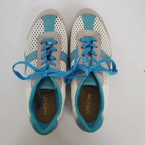 GEOX Respira Trainer Leather Blue Suede Sneaker EUC! Sz 5 - Picture 2 of 11