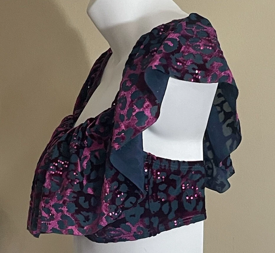 Traje de baño Betsey Johnson púrpura terciopelo agotado volantes bandeau mediano Foto 4 de 4