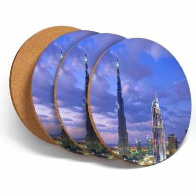 4 Set - Burj Khalifa Dubai City Untersetzer - Küche Getränke Untersetzer Geschenk #13056