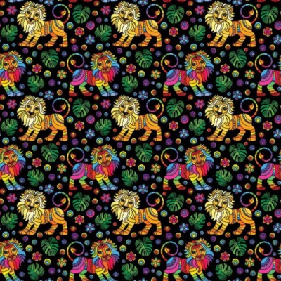 100% Baumwolle Digital Stoff Mosaik Löwe Regenbogen Stolz Handarbeit 140cm breit
