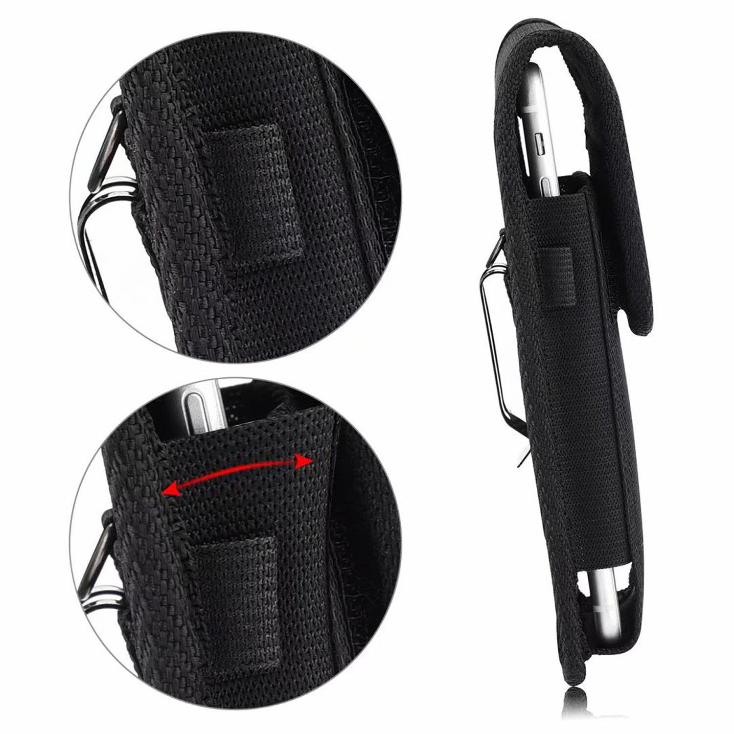 Étui Ceinture Holster Pour Oppo A16 - Noir, Cuir Artificiel Et Feutre - Avec Compartiment Caché