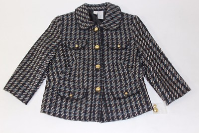 FREE SHIPPING REQ Womens Size 4 Black Blue Gray Dressy 4 Button Jacket Coat NEW