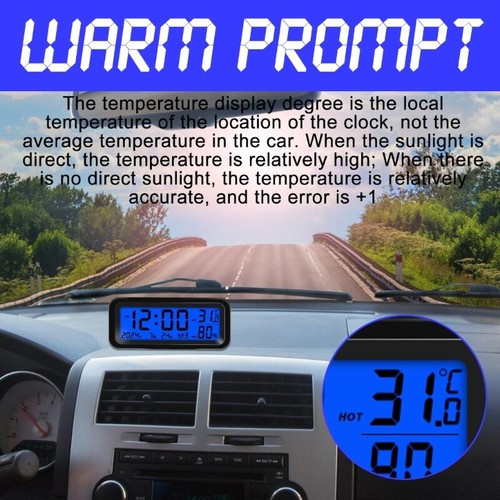 Solar Car Digital LCD Clock & Temperature Display Auto Dashboard Clocks Watch - Picture 5 of 10