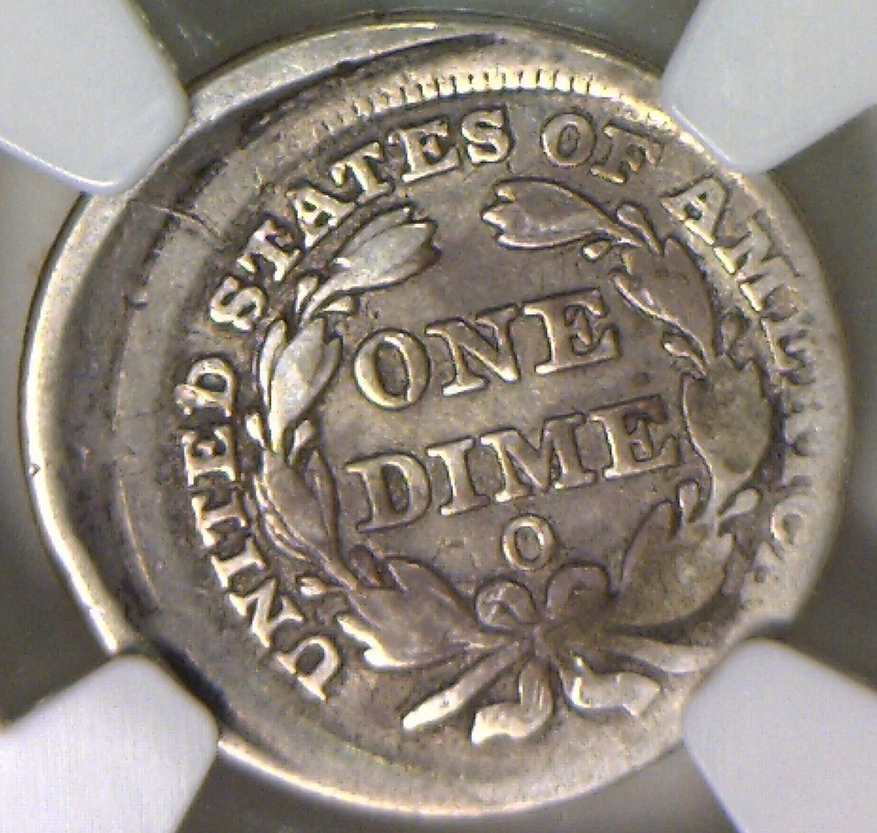 1854-O Arrows Seated Dime 10% Off-Center Mint Error NGC G-4; Rare O-Mint! - Image 3 of 4