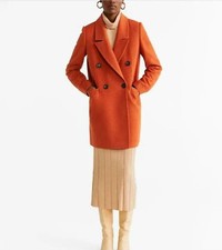 Women’s Overcoat Mango Constructed  Orange Double Button Double Breasted Medium