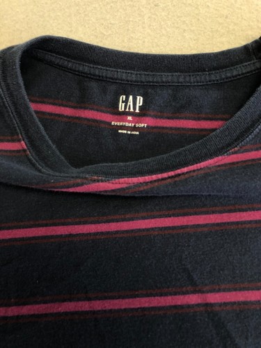 Gap T Shirt Mens XL Everyday Soft Purple Stripe Long Sleeve Everyday Layer Tee - Picture 2 of 5