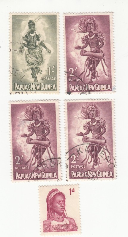 Papua New Guinea 1961. Male and Female Dancers, Goroka. Sc# 158-59, 153. Used