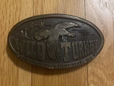 Vintage 1970s Wild Turkey Bourbon Belt Buckle Austin Nichols 1974 Bergamot Brass