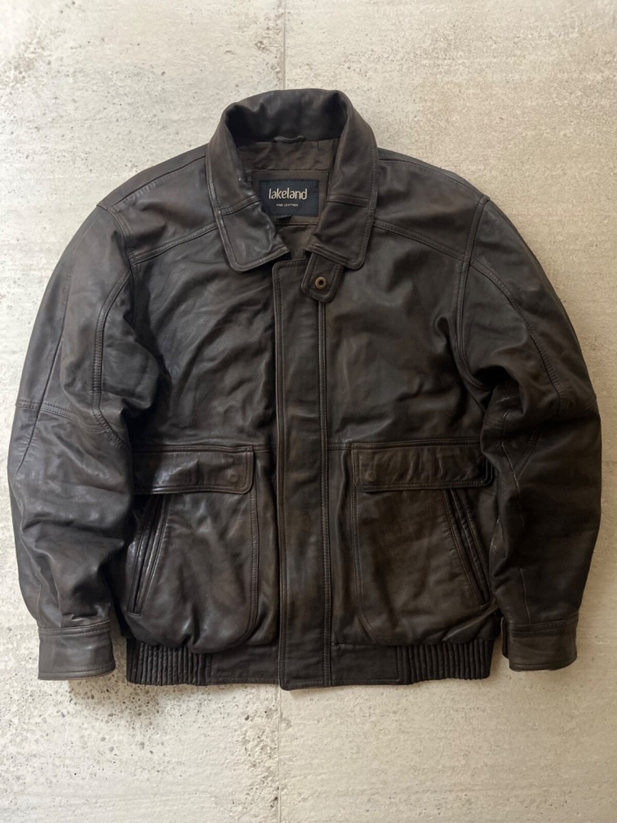 LAKELAND Men's Vintage Leather Distressed Bomber Aviator Flight