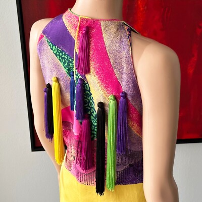 GIANNI VERSACE top with colorful tassels size 40 from S/S 1990 | eBay
