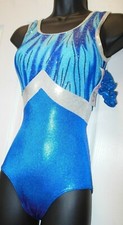 Gymnastic leotard Royal Foiled  Velvet spandex child/ladies sz free scrunchie