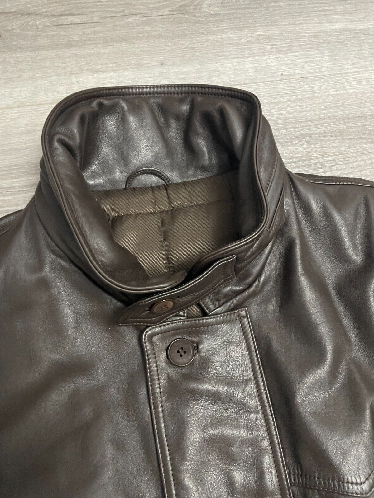 Giacca di pelle vintage Yves Saint Laurent YSL taglia 50 XL marrone