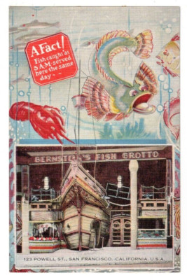  c1930 PC: Bernstein's Fish Grotto, 123 Powell Street, San Francisco, California