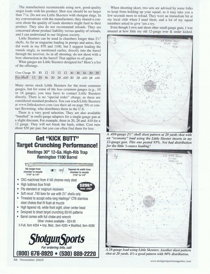 SHOTGUN GAUGE REDUCER INSERTS LITTLE SKEETERS 10 TO 12 GAUGE eBay