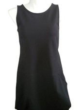 Talbots Dress Shift Sleeveless Stretch Ponte Black Pockets Zipper Size 10
