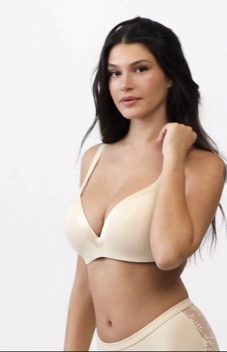NWT UNDEROUTFIT Satin Grace Bra #1258 SAND L. Adjustable Straps 3D Molded $69 - Picture 8 of 24