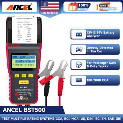 ANCEL BST500 12V 24V Car Battery Tester Heavy Duty Truck Test Analyzer Printer