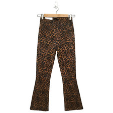 New 7 For All Mankind Jeans Women 24 Leopard Print High Rise Slim Fit Kick Flare