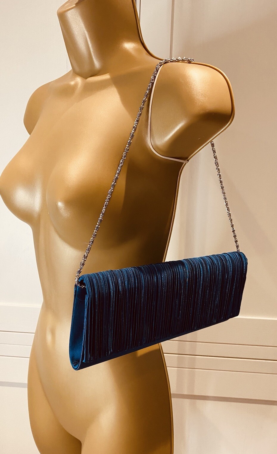 John Lewis Petrol Blue Medium Rectangular Satin F… - image 16