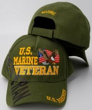 Marine Veteran Baseball Cap Hat, Olive Drab Green