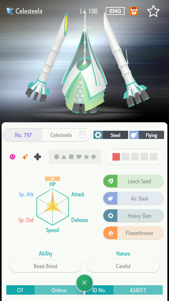 Pokemon Sword and Shield- ✨Ultra Shiny✨ 6IV Celesteela FAST D Ultra Beast