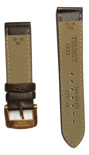 Original Tissot Quickster T095417A T095410A Brown Leather 19mm Watch Band Strap - Picture 2 of 4