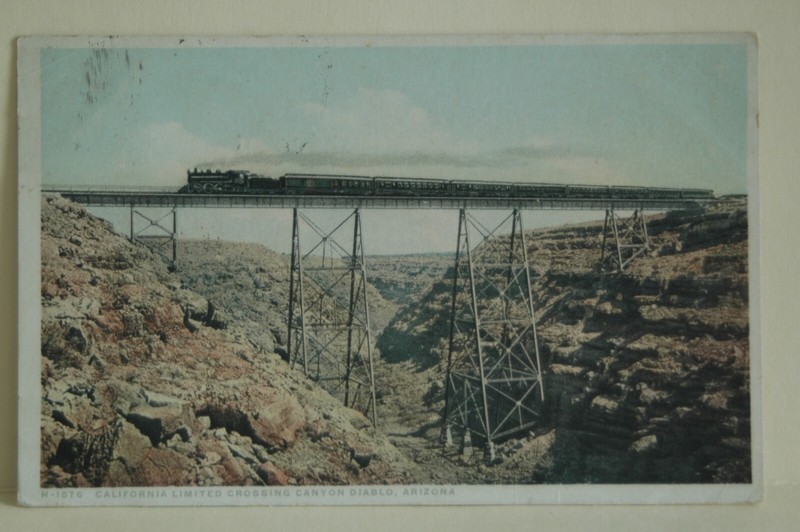 Calif., Limited Train @ Diablo Canyon, AZ. 1917 Harvey Postcard