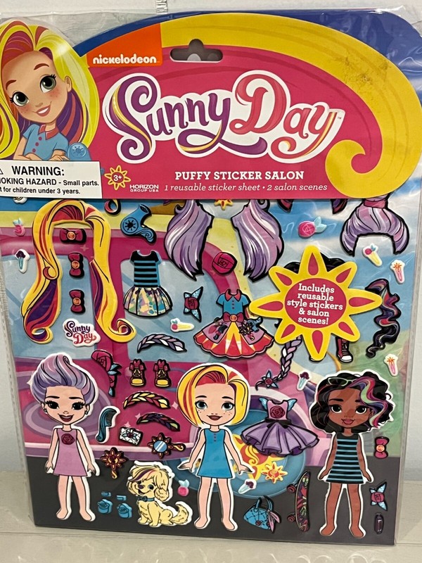 Nickelodeon Sunny Day & Friends Reusable Puffy Stickers & Beauty Salon Scene NEW