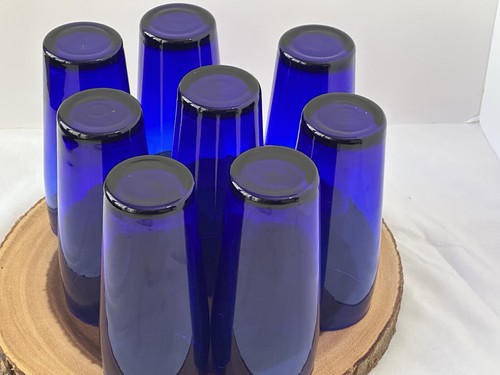 Vintage 1960’s 8 Glass Carrier With 8 Cobalt Blue Highball Glasses MCM - 第 6/15 張圖片