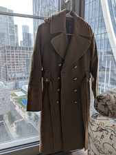 Vintage Camel Cashmere Wool Trench Coat Double-breasted Long Jacket Size