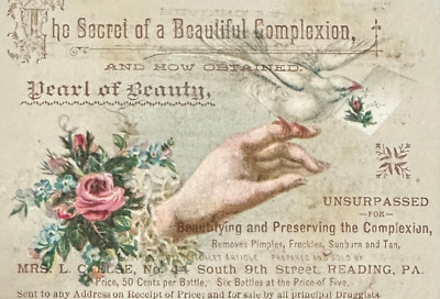 L C Else Pearl Of Beautifying Complexion Pimple Remover Victorian Trade Card