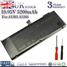Replacement A1382 A1286 Battery for MacBook Pro 15" Early Late 2011 Mid 2012