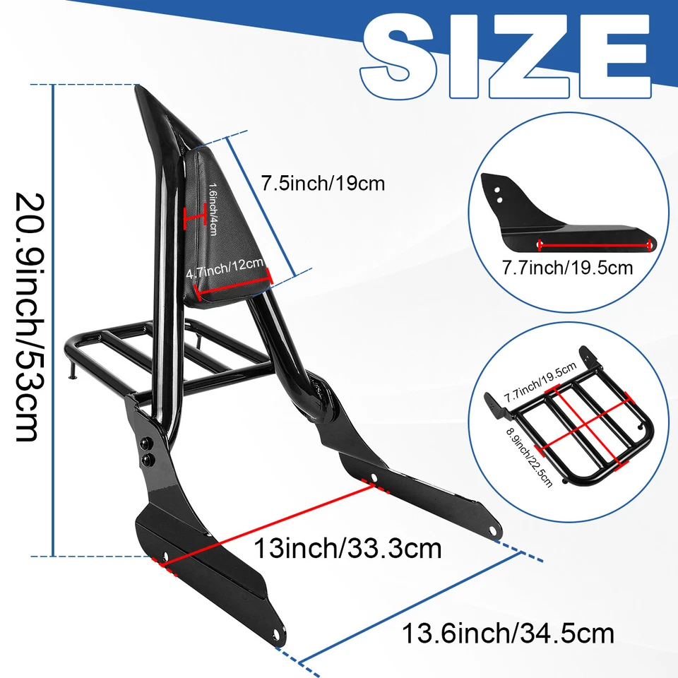 Respaldo trasero barra Sissy con portaequipajes para Honda Shadow VLX600 VT600 1999-2008 Foto 3 de 4