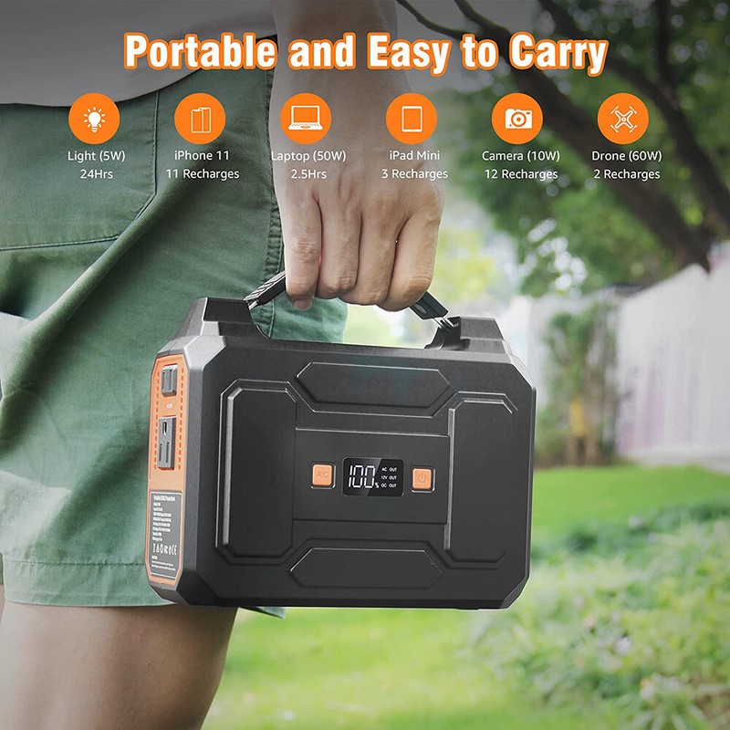 Portable Power Station 100W 146Wh AC USB Battery Charger Camping Solar Generator