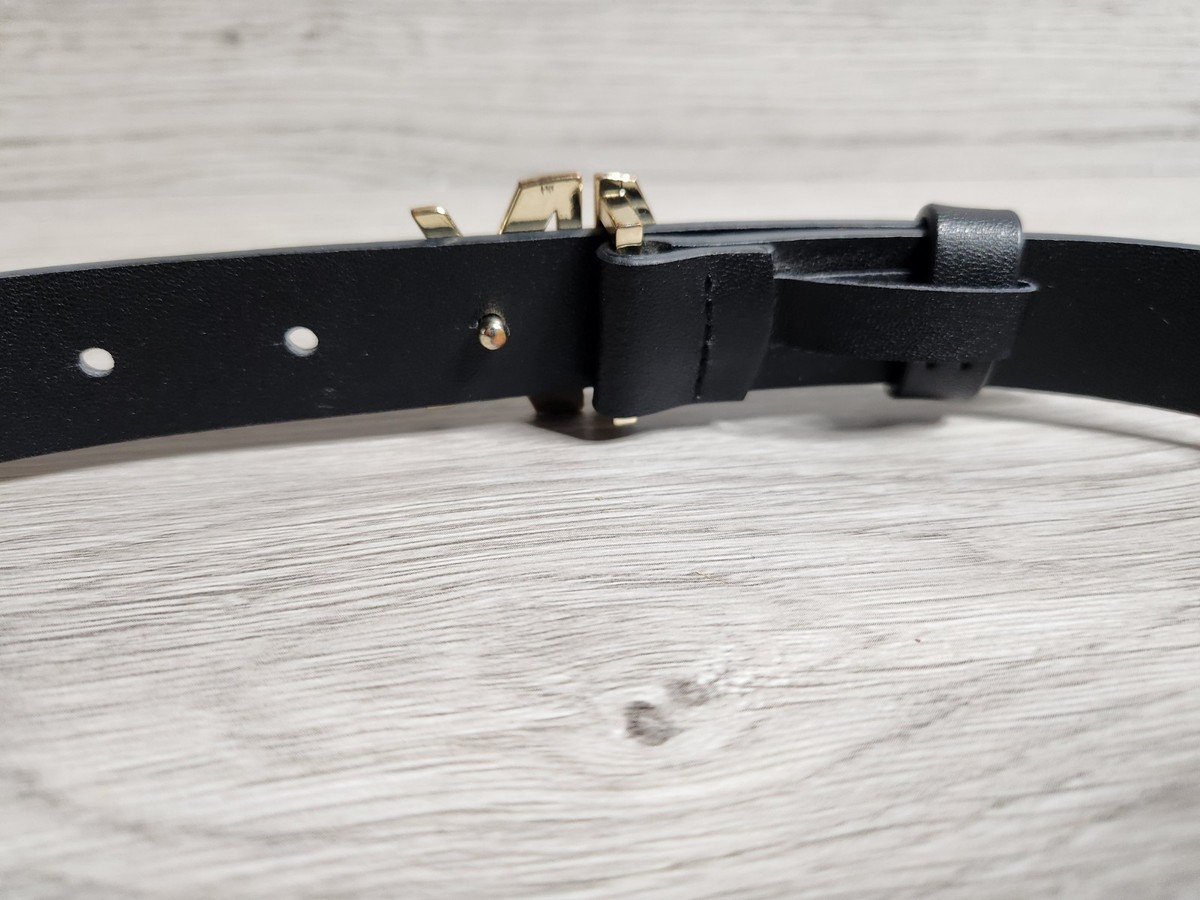 A/X ARMANI EXCHANGE 100% Leather Belt Black With Buckle Made In