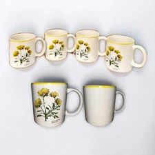 Kengsington Gardens 4 Chrysanthemum Mugs Signature Housewares Inc Japan Vtg