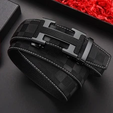 Men's Genuine Leather Belt Automatic Buckle Waist Strap Belt for Jeans Waistband