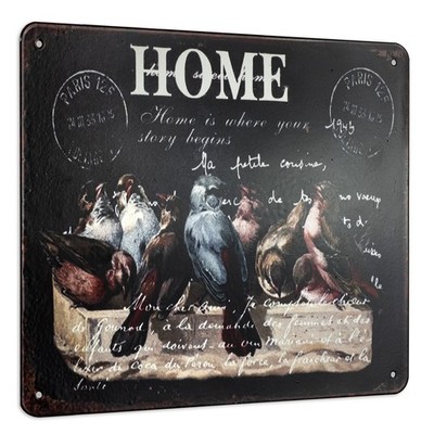 Blechschild Home sweet Home Kanarienvögel Deko Schild Aufschrift Druck 20 x 25