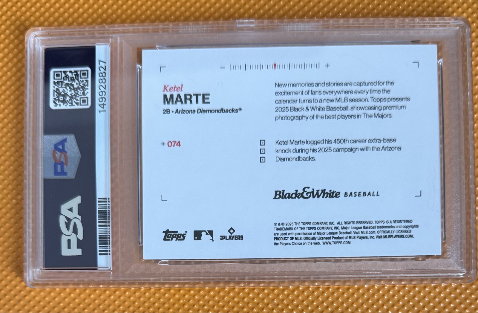 2025 Topps Black & White Ketel Marte Green /99 PSA 10 Arizona Diamondbacks view 2