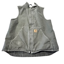 Carhartt V33 MOS Moss Green Sandstone Mock Neck Sherpa Lined Canvas Vest Mens M
