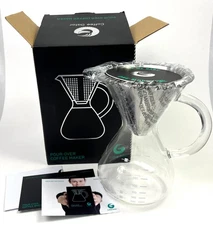Coffee Gator Pour Over Brewer 27 oz New Open Box Glass Carafe Stainless Filter