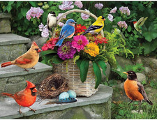 Bits and Pieces Jigsaw Puzzles for Adults 1000 Pieces - Birds on the Porch