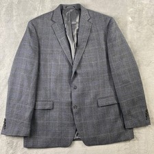 Lauren Ralph Lauren Blazer Mens 48L Grey Blue Glen Plaid Wool Blend Sport Coat