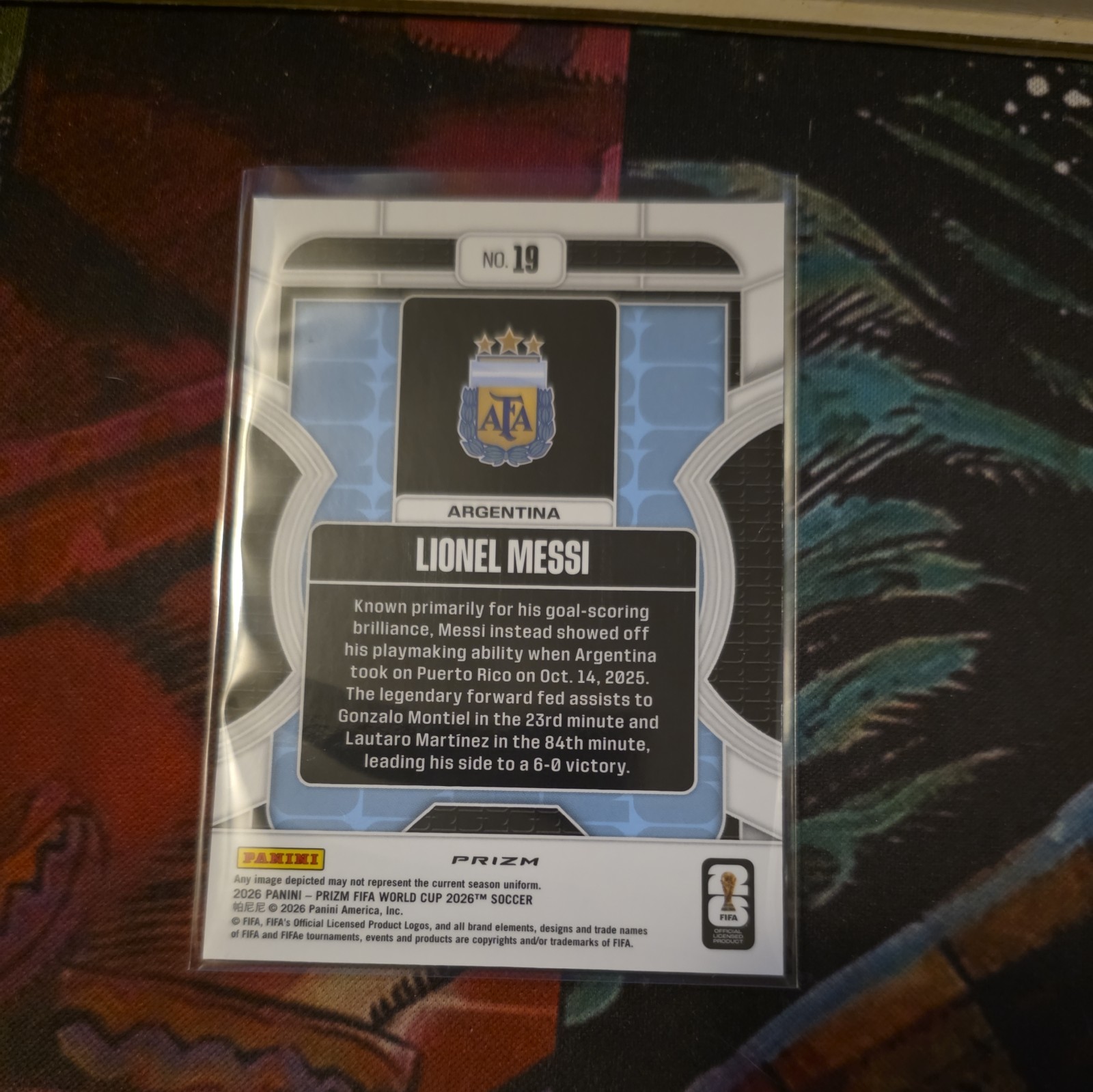2026 Panini Prizm Fifa World Cup - Phenomenon Lionel Messi #19 base view 2
